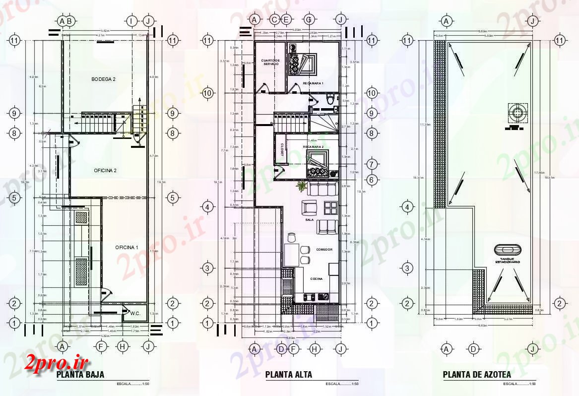 دانلود نقشه ساختمان مسکونی  ، ویلایی ، آپارتمان 5×19 متر (کد34635)