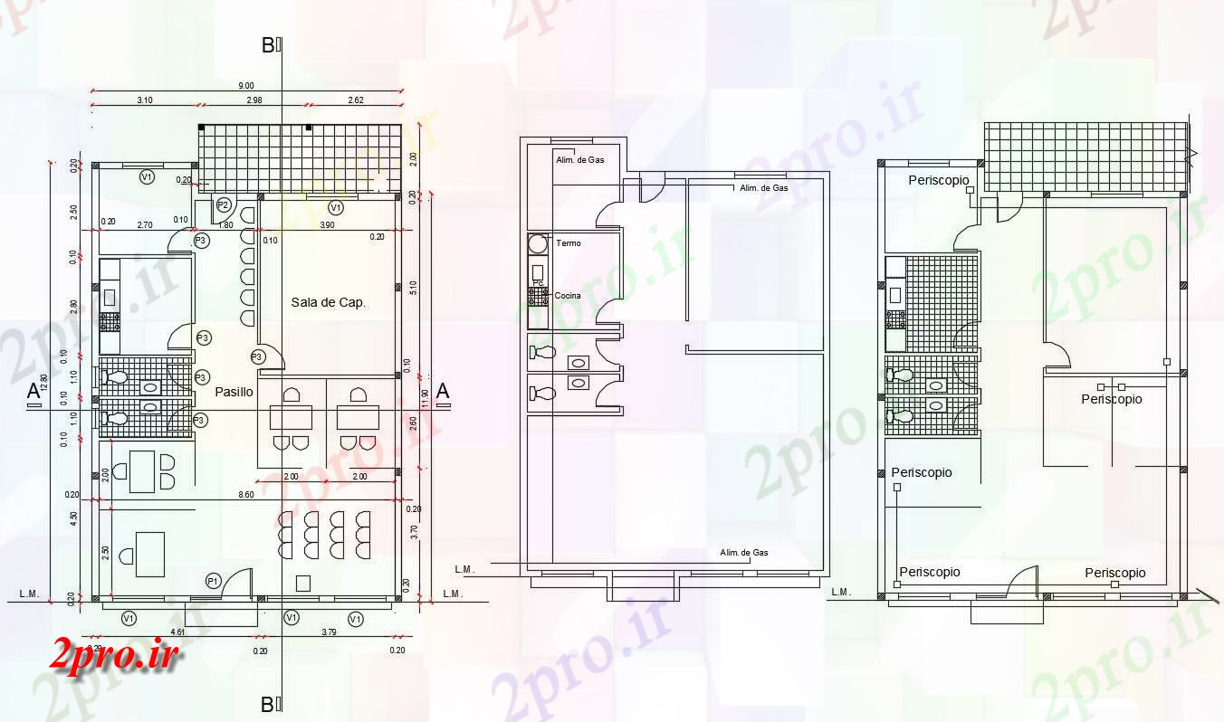 دانلود نقشه دفتر کار ، تجاری ، اداری ، کارگاه ، کارخانه ، شرکت 8×14 متر (کد34686)