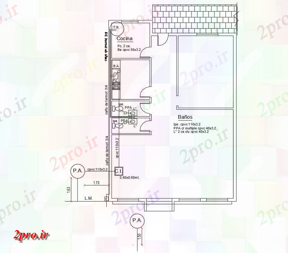 دانلود نقشه ساختمان مسکونی  ، ویلایی ، آپارتمان 9×13 متر (کد34690)