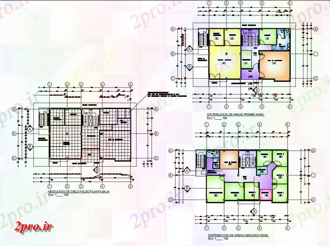 دانلود نقشه ساختمان اداری ، دفتر کار ، تجاری 10×18 متر (کد34709)