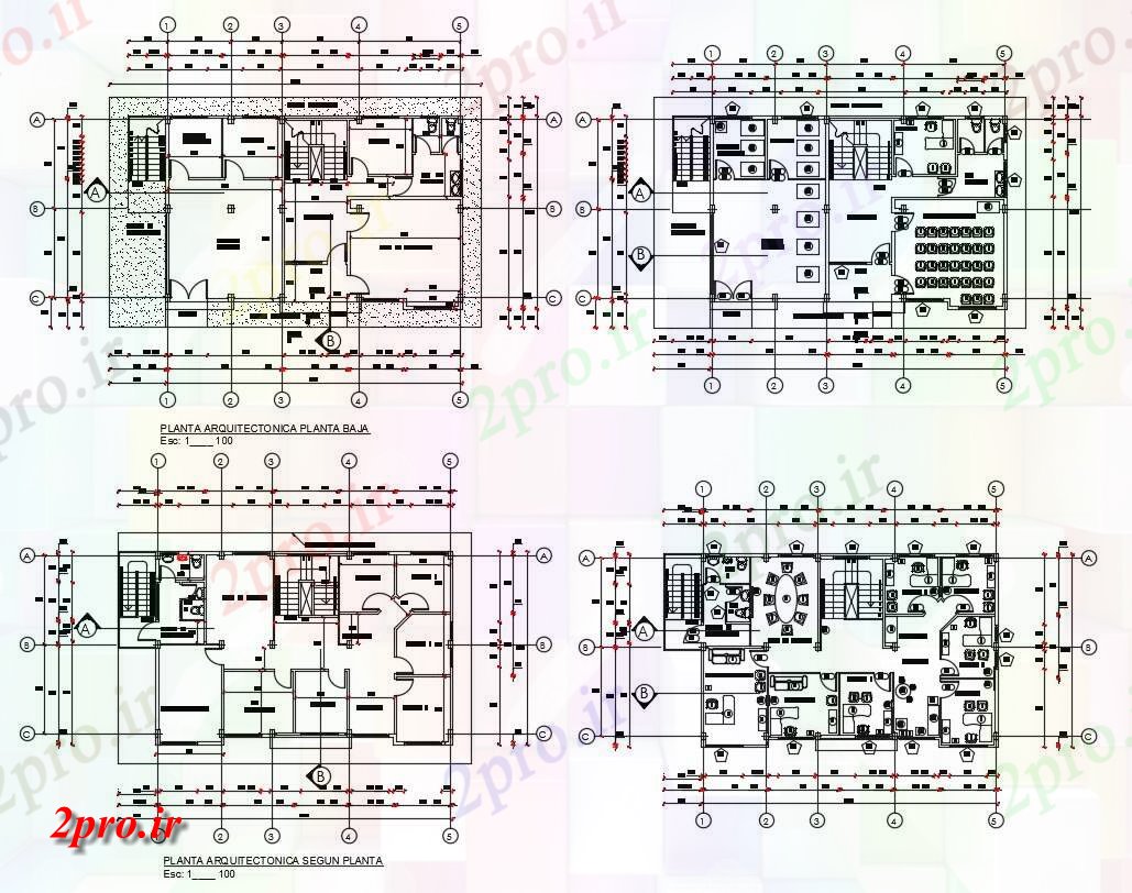 دانلود نقشه ساختمان اداری ، دفتر کار ، تجاری 11×19 متر (کد34715)