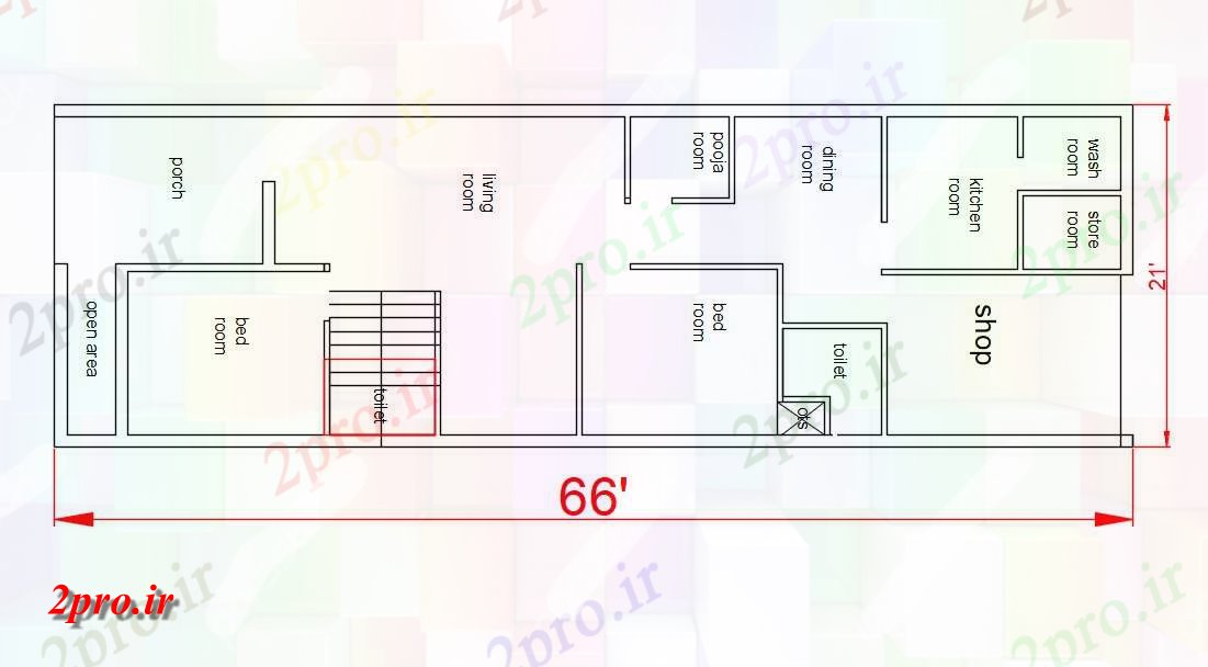 دانلود نقشه فروشگاه ، هایپر مارکت ، مرکز خرید 26×79 متر (کد34800)