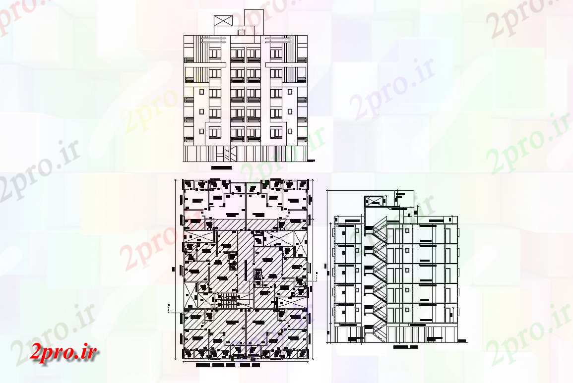 دانلود نقشه ساختمان مسکونی  ، ویلایی ، آپارتمان 18×27 متر (کد34806)