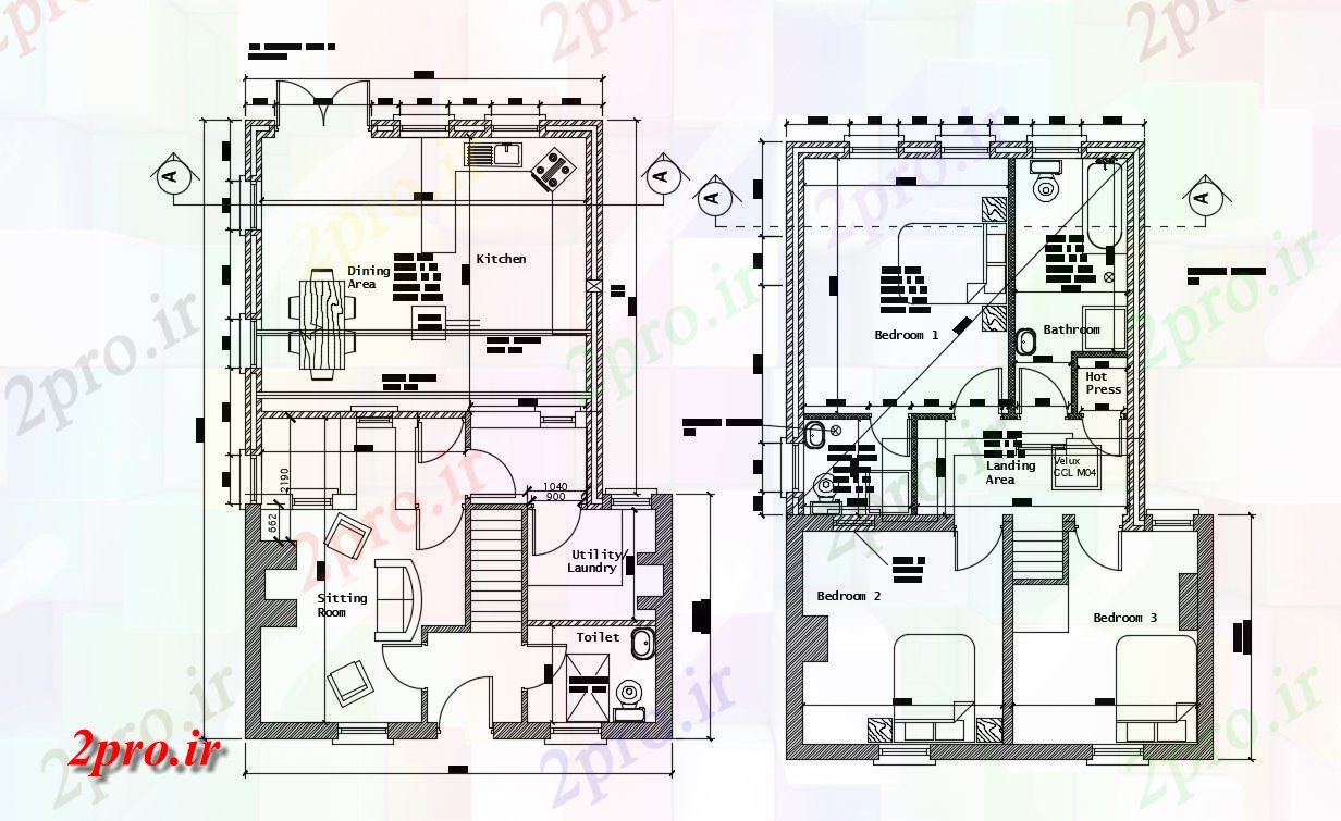 دانلود نقشه ساختمان مسکونی  ، ویلایی ، آپارتمان 6×10 متر (کد34835)
