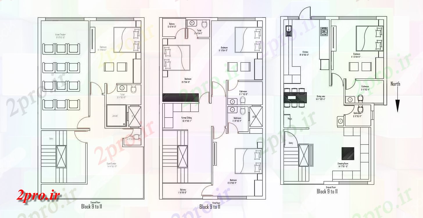 دانلود نقشه ساختمان مسکونی ، ویلایی ، آپارتمان 30 در 51 متر (کد34841)