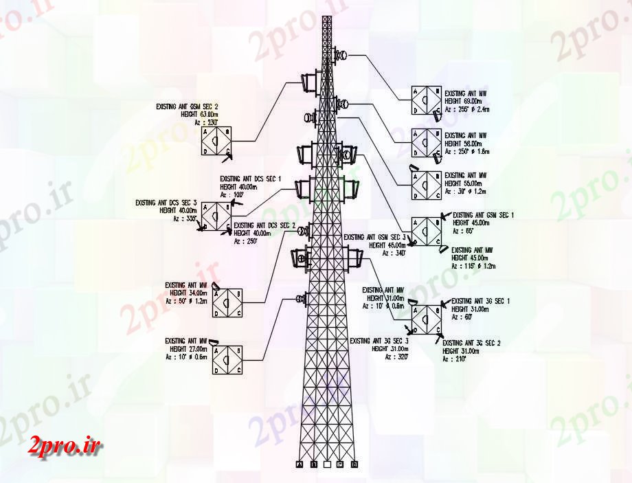 دانلود نقشه برج مخابراتی  (کد34924)