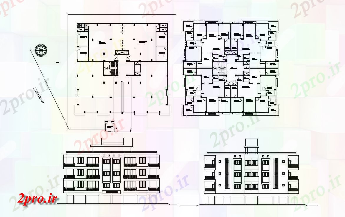 دانلود نقشه مسکونی  ، ویلایی ، آپارتمان 103×107 متر (کد34945)