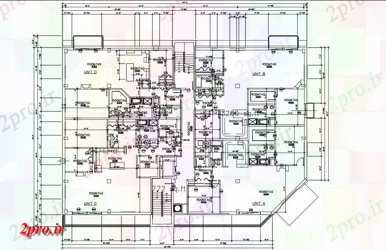 دانلود نقشه ساختمان مسکونی  ، ویلایی ، آپارتمان 96×123 متر (کد34961)