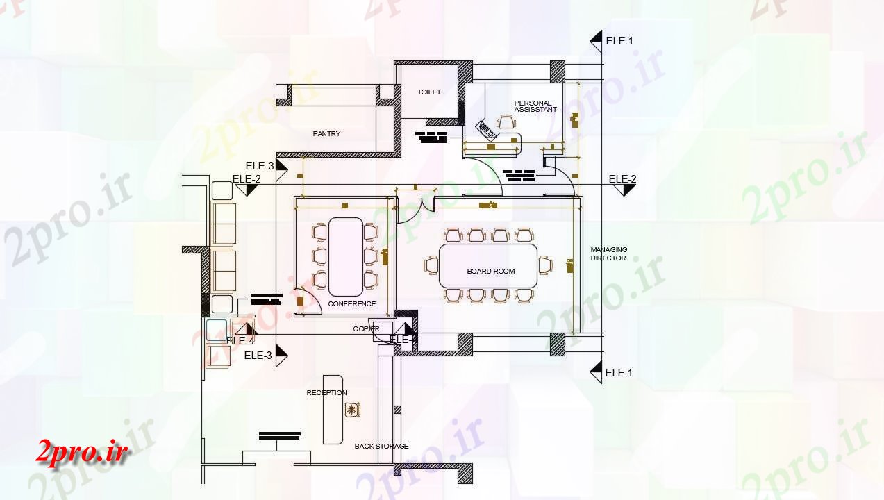 دانلود نقشه دفتر کار ، تجاری ، اداری ، کارگاه ، کارخانه ، شرکت 4×5 متر (کد35008)