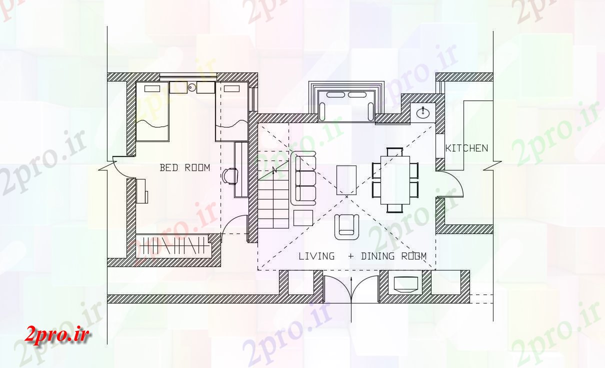 دانلود نقشه اتاق خواب مستر به همراه نما برش  (کد35073)