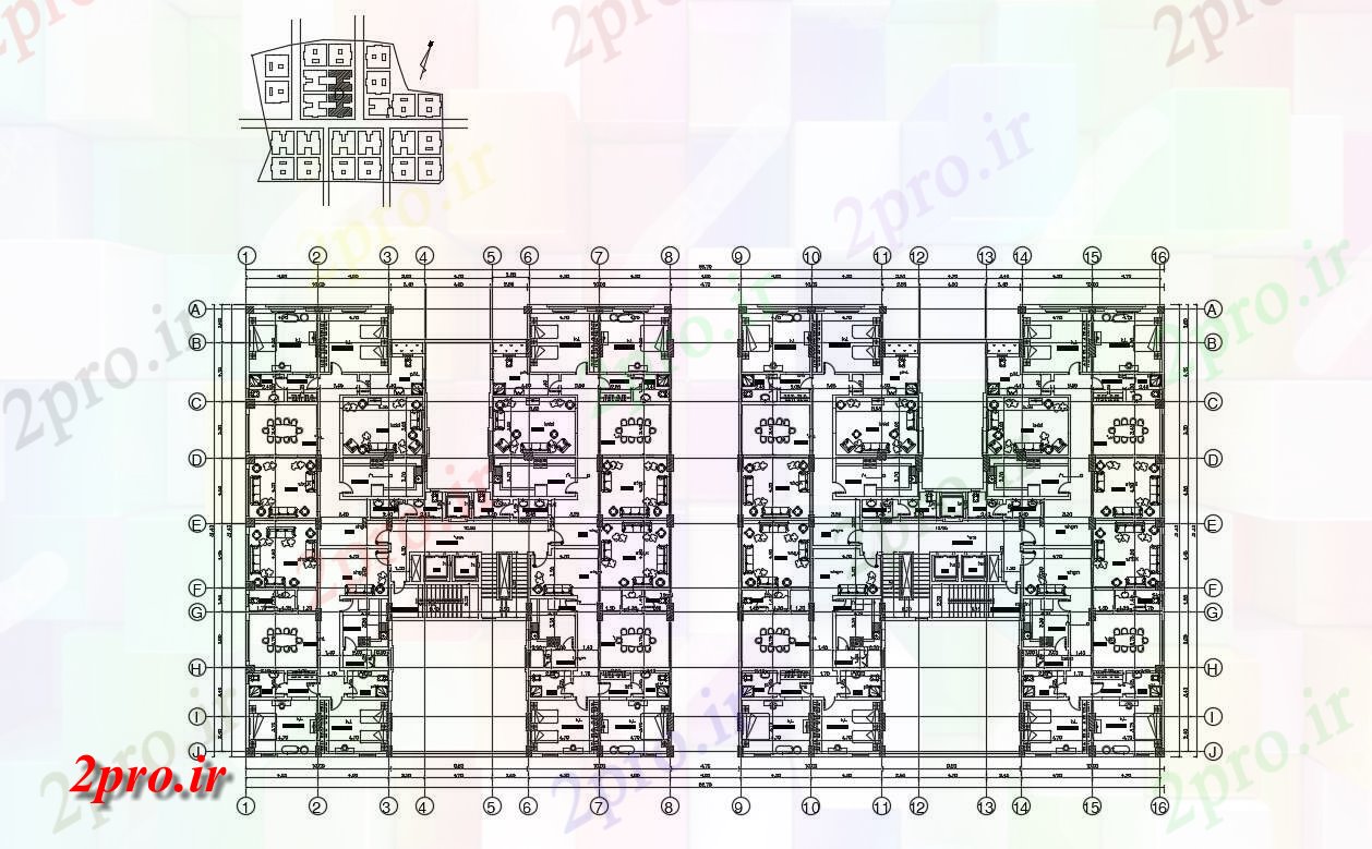 دانلود نقشه ساختمان مسکونی  ، ویلایی ، آپارتمان 29×31 متر (کد35252)