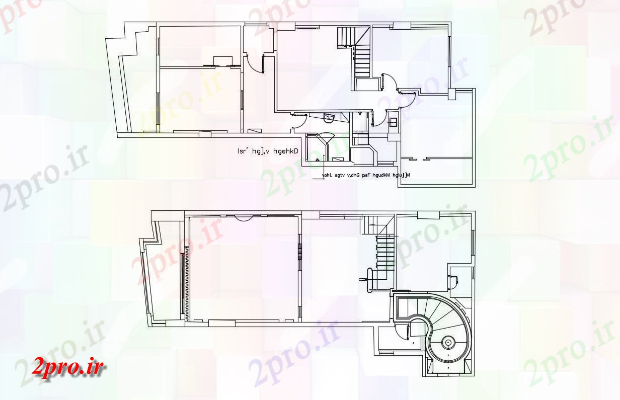 دانلود نقشه ساختمان مسکونی  ، ویلایی ، آپارتمان 9×18 متر (کد35303)