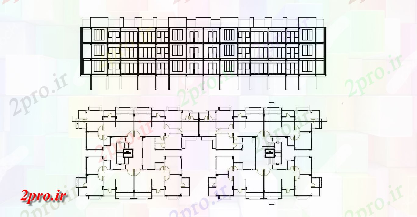 دانلود نقشه ساختمان مسکونی  ، ویلایی ، آپارتمان 18×65 متر (کد35345)