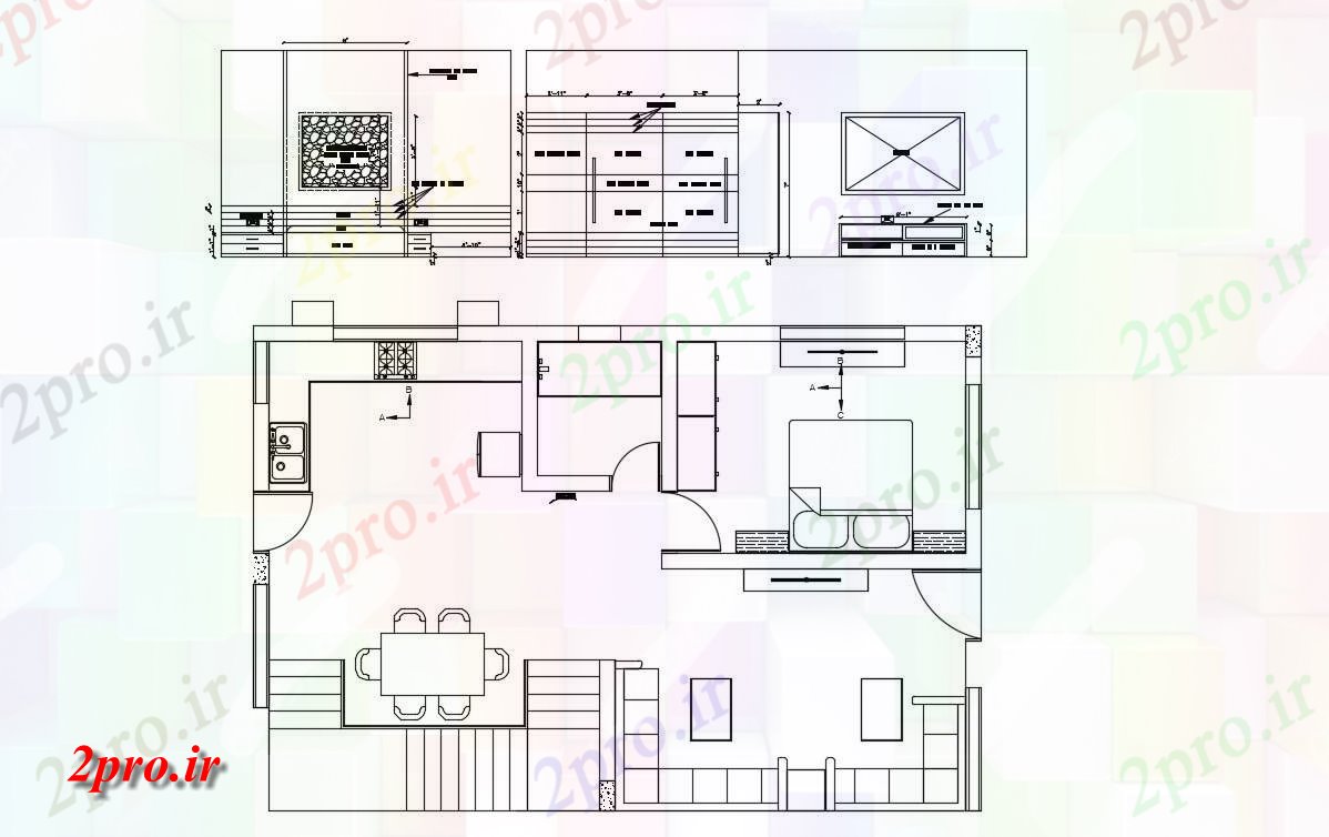 دانلود نقشه ساختمان مسکونی  ، ویلایی ، آپارتمان 28×42 متر (کد35361)