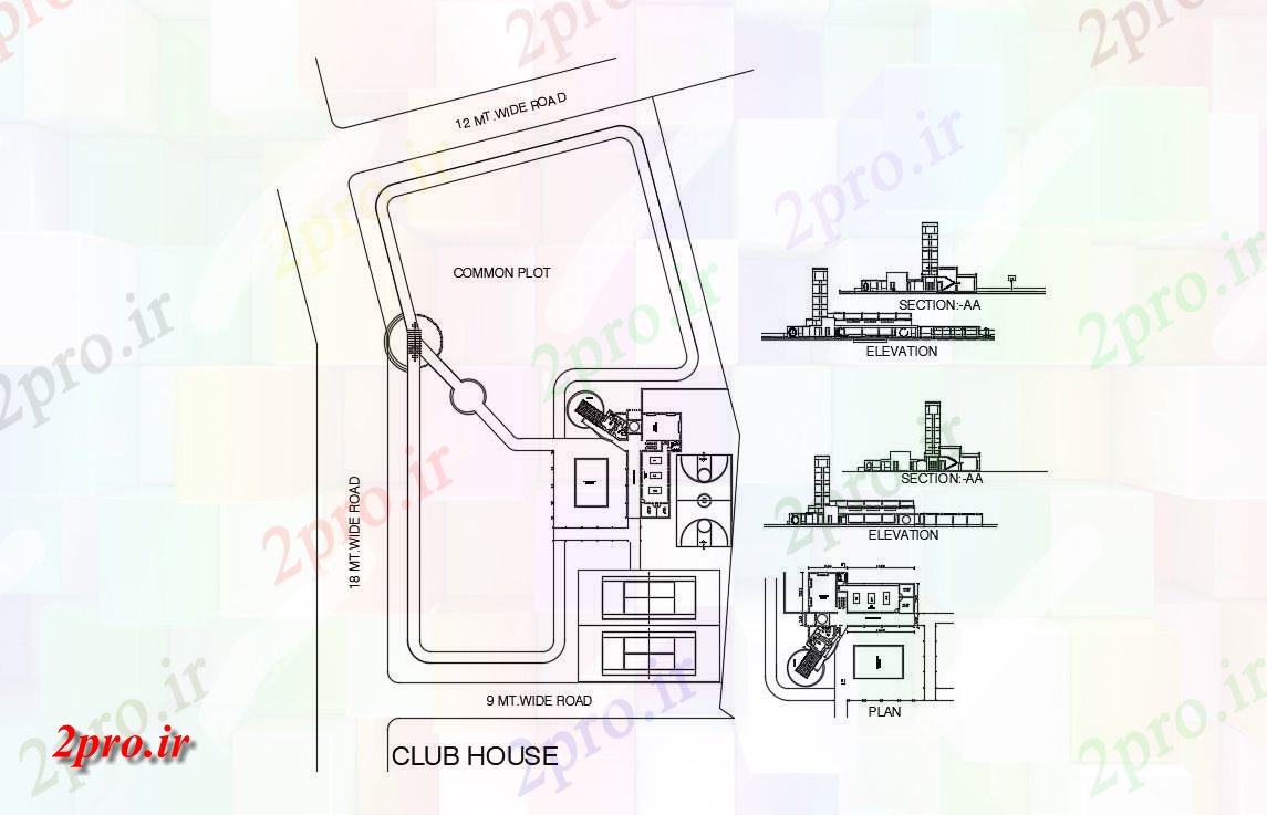 دانلود نقشه باشگاه ، ورزشگاه ، سالن ورزش   (کد35376)