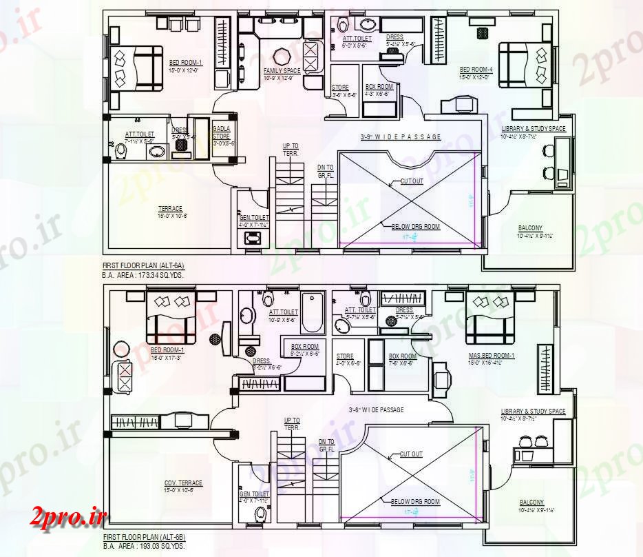 دانلود نقشه ساختمان مسکونی  ، ویلایی ، آپارتمان 38×67 متر (کد35383)