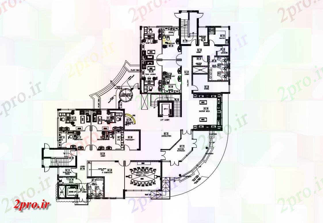دانلود نقشه ساختمان تجاری ، اداری ، دفتر کار   (کد35384)