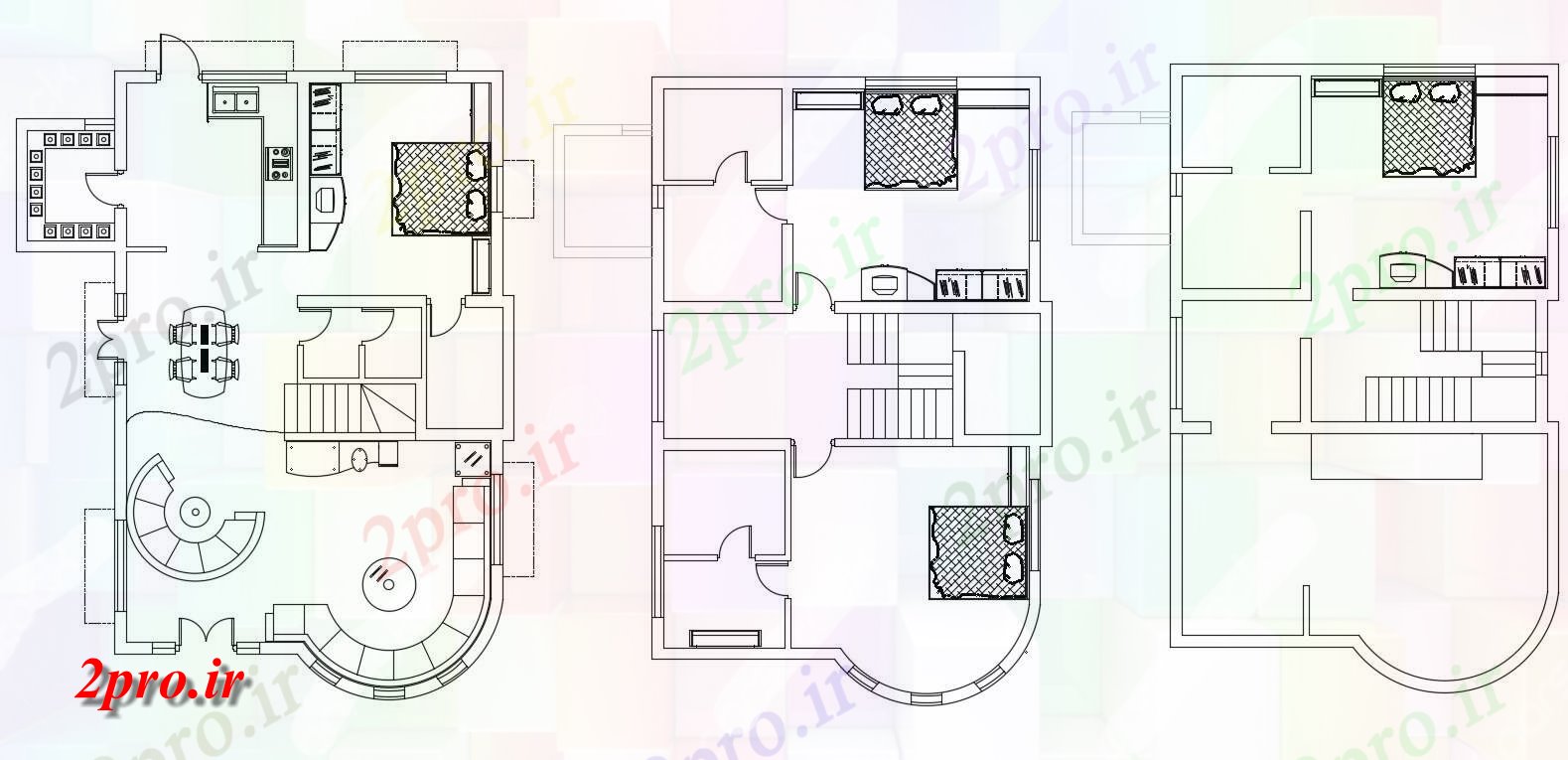 دانلود نقشه ساختمان مسکونی  ، ویلایی ، آپارتمان 40×47 متر (کد35389)