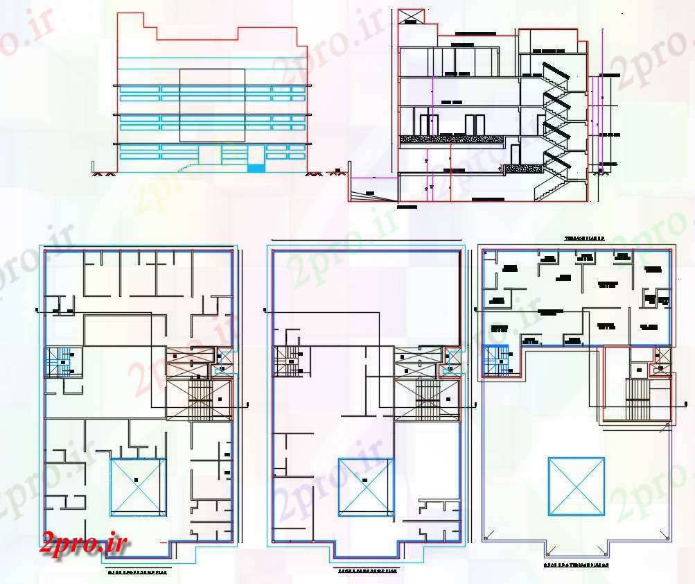 دانلود نقشه مسکونی  ، ویلایی ، آپارتمان 8×12 متر (کد35405)