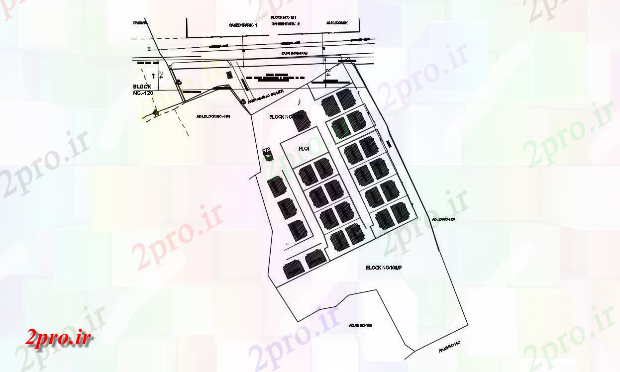 دانلود نقشه منطقه مسکونی ، شهرک ، سایت پلان ، شهرک ، بلوک بندی ، طراحی سایت   (کد35437)
