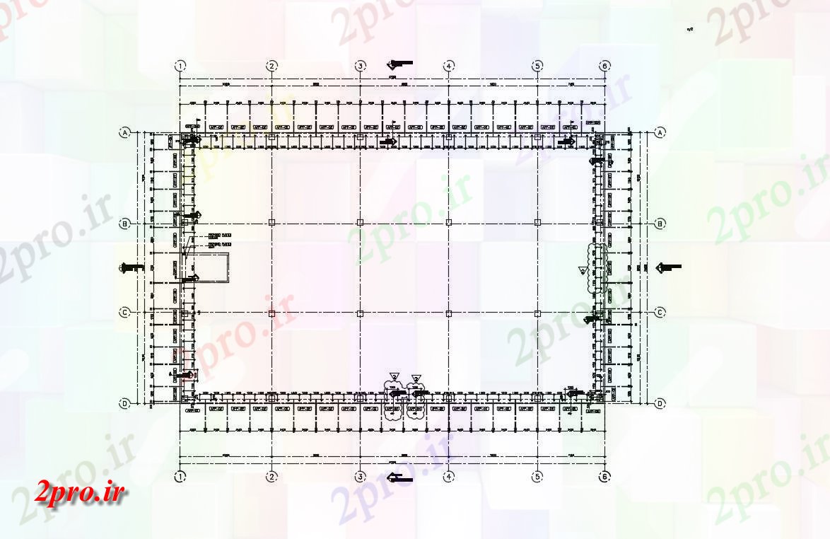 دانلود نقشه ساختمان تجاری ، اداری ، دفتر کار 30×47 متر (کد35457)