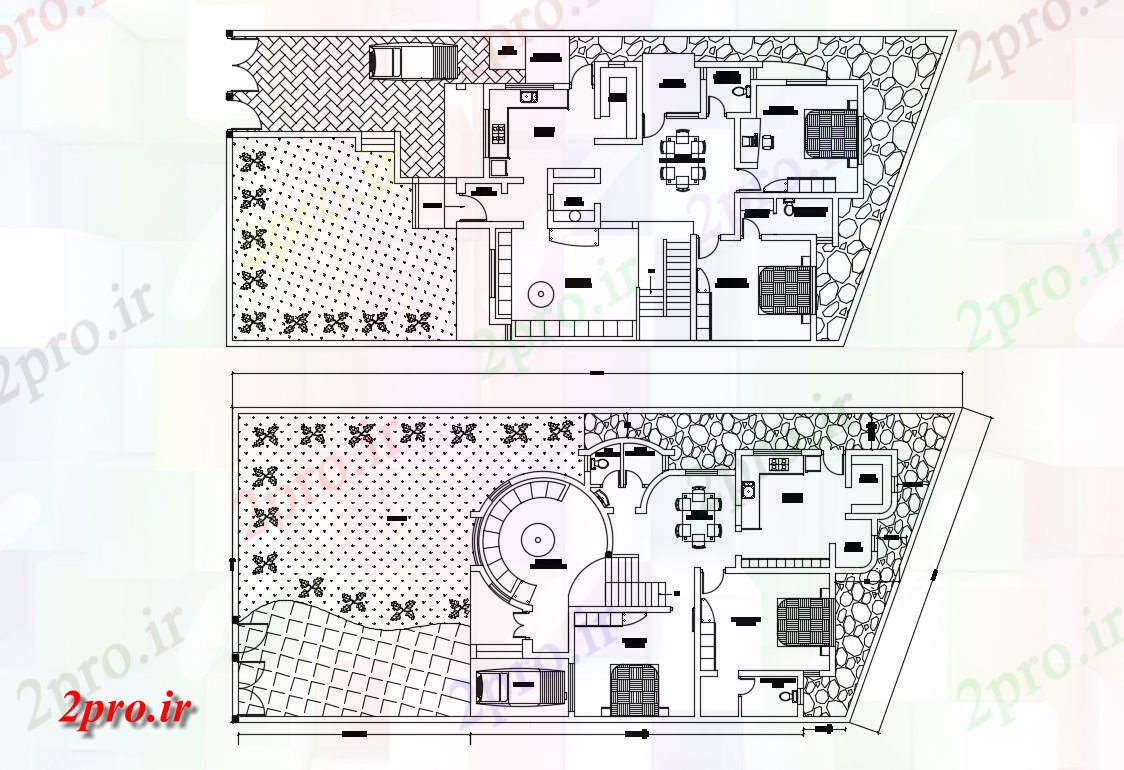 دانلود نقشه ساختمان مسکونی  ، ویلایی ، آپارتمان 28×60 متر (کد35503)