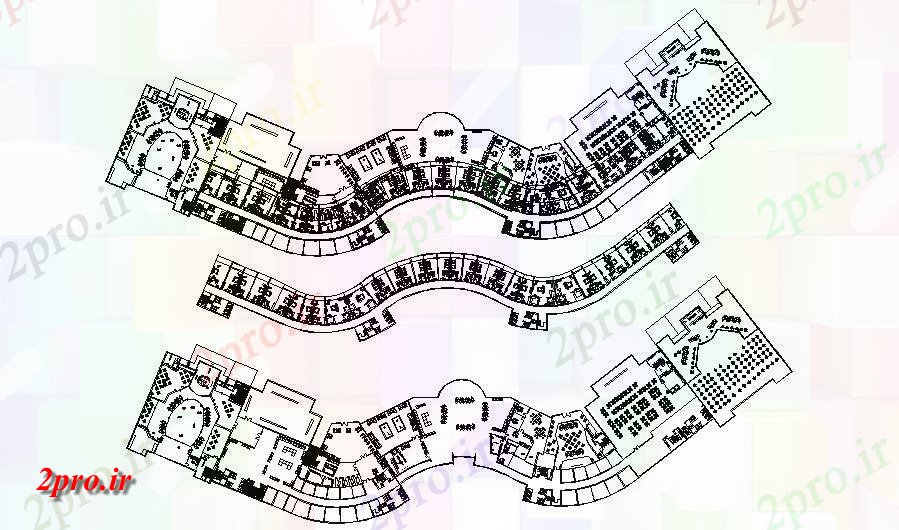 دانلود نقشه هتل ،مهمانسرا ، خوابگاه ، متل 47×257 متر (کد35640)