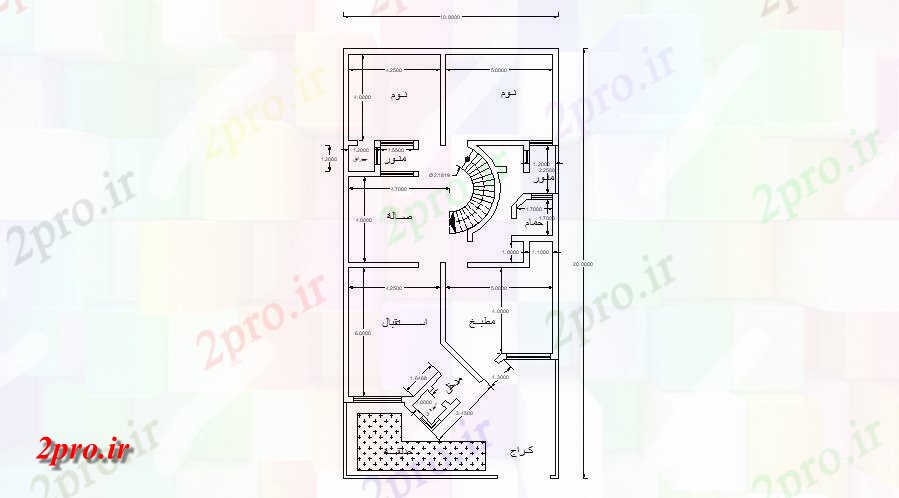 دانلود نقشه خانه مسکونی  ، ویلایی ، آپارتمان 10×20 متر (کد35642)