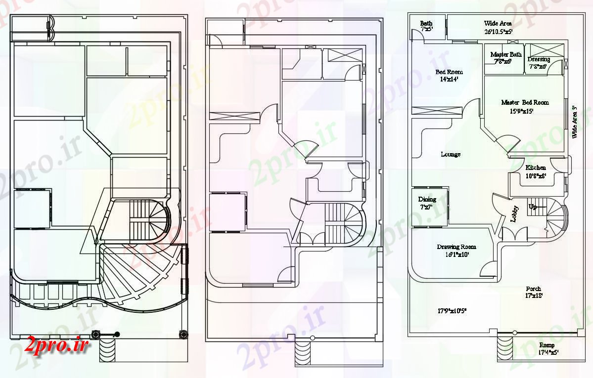 دانلود نقشه ساختمان مسکونی  ، ویلایی ، آپارتمان 42×82 متر (کد35689)