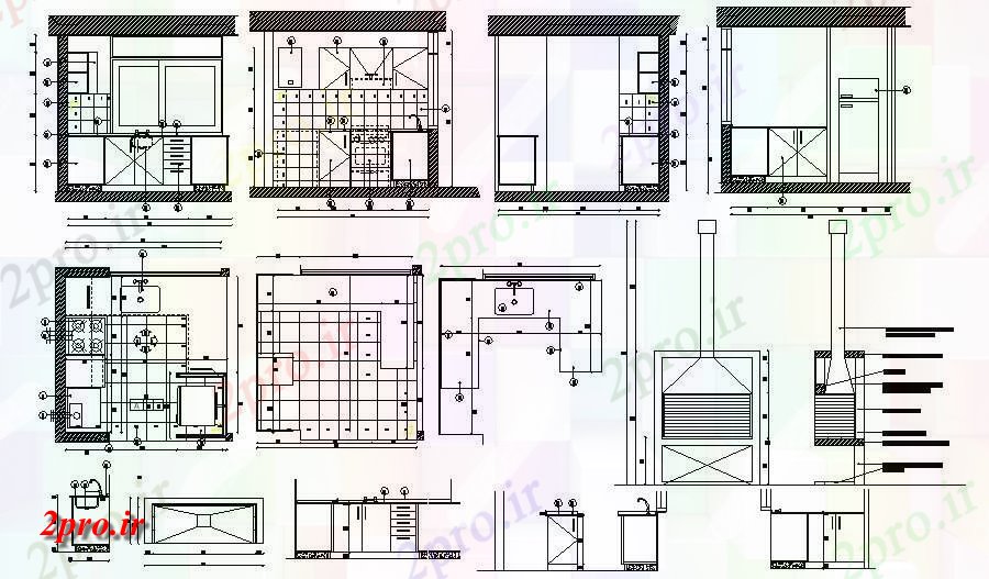 دانلود نقشه  طراحی آشپزخانه   (کد35720)