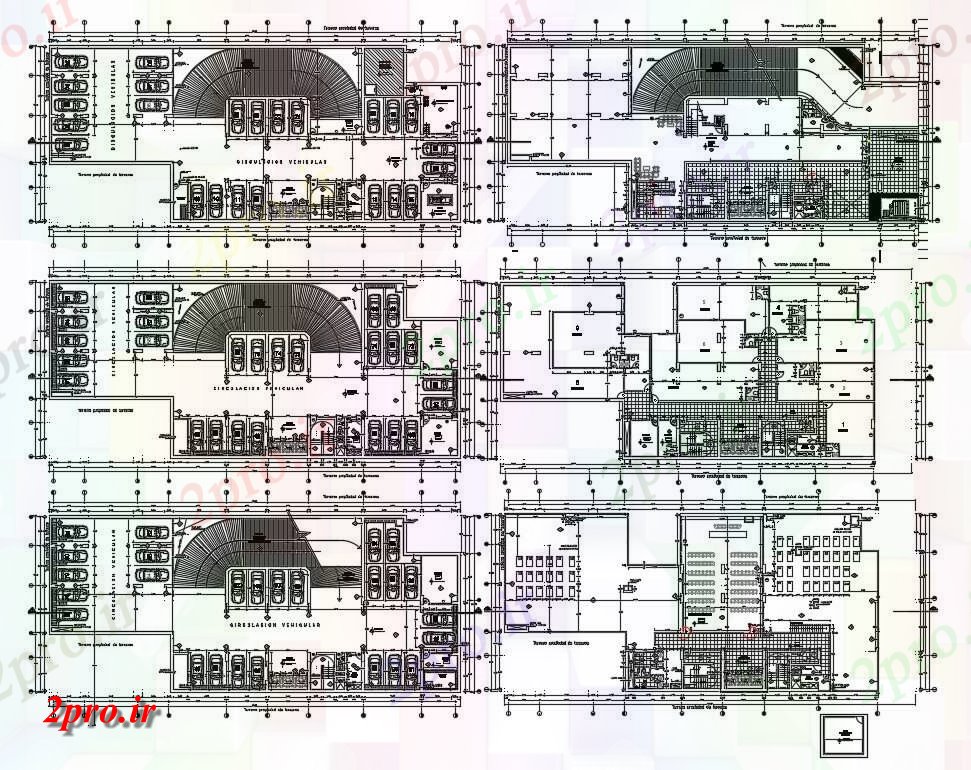 دانلود نقشه  ساختمان اداری تجاری 16×48 متر (کد35752)