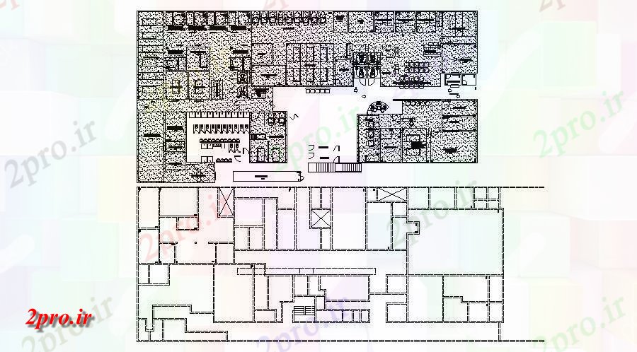 دانلود نقشه  بیمارستان کوچک درمانگاه ، مرکز بهداشت 23×53 متر (کد35763)