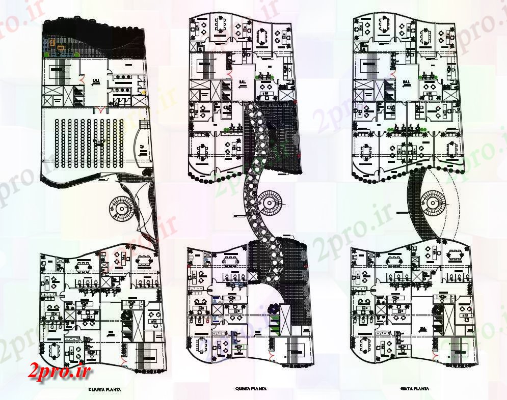 دانلود نقشه اداری ، دفتر کار ، تجاری شرکت 18×21 متر (کد35802)