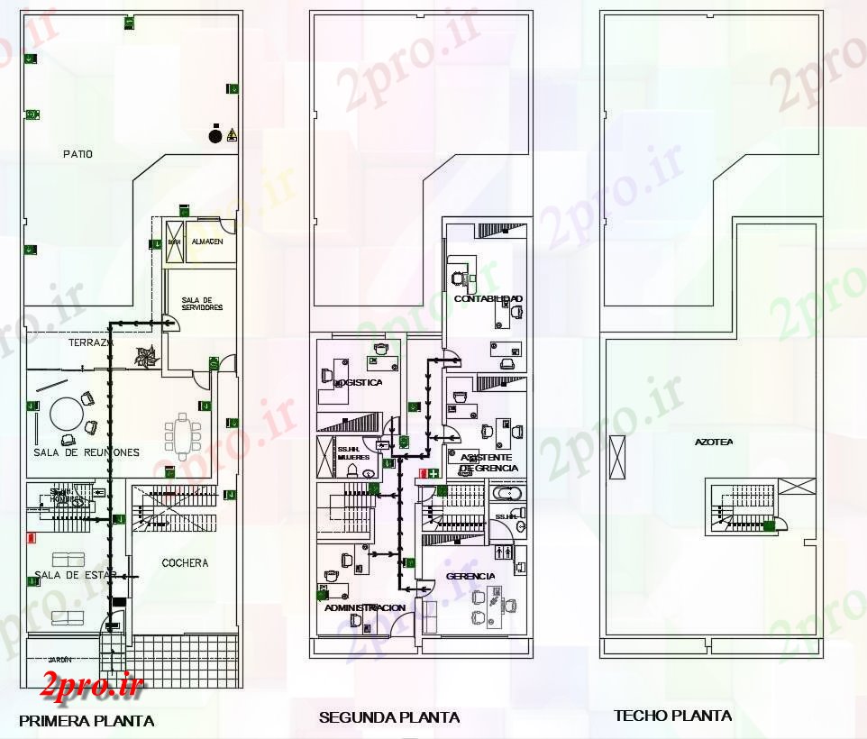 دانلود نقشه دفتر کار ، تجاری ، اداری ، کارگاه ، کارخانه ، شرکت 10×19 متر (کد35818)