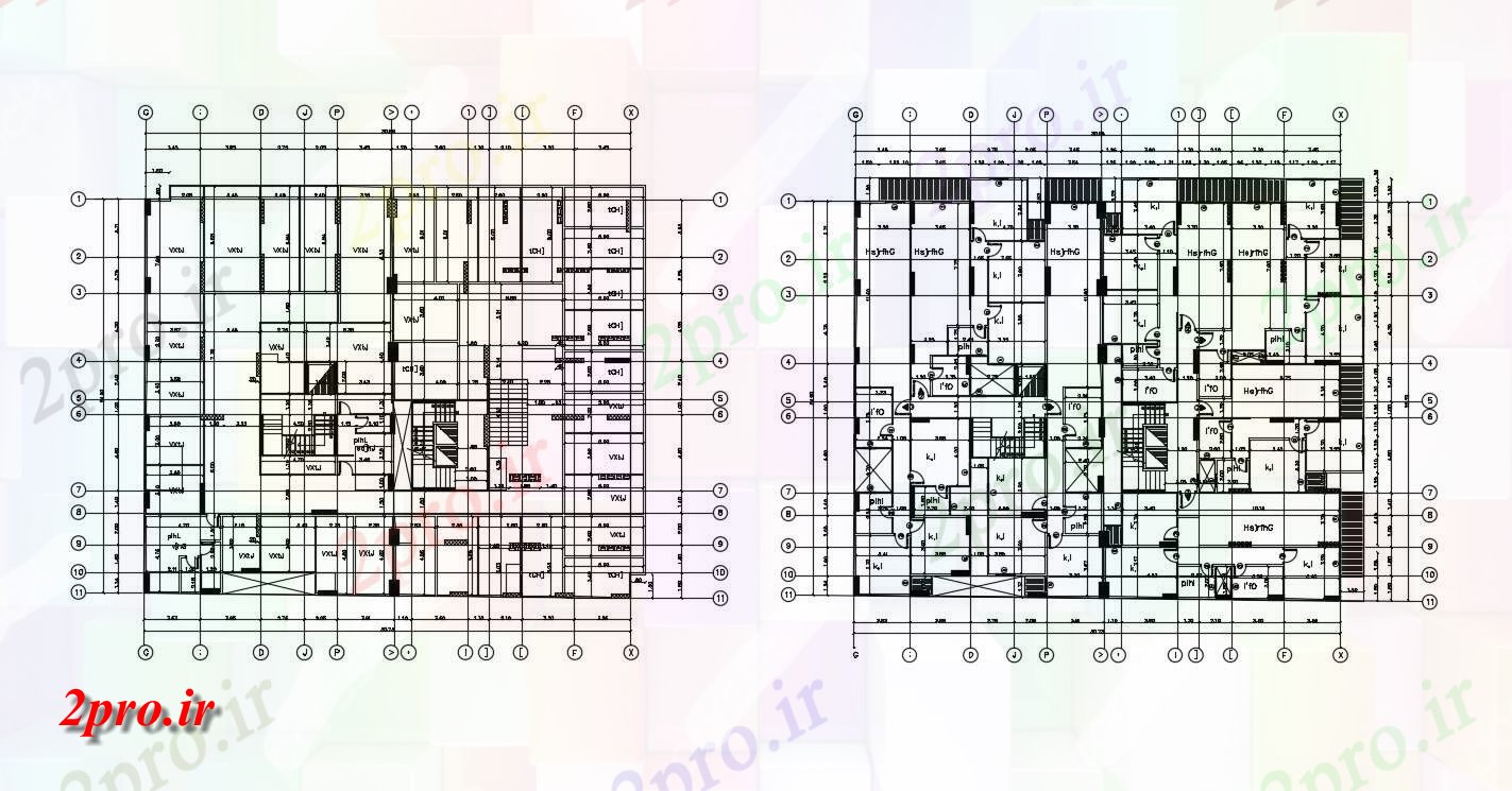 دانلود نقشه ساختمان مسکونی ، ویلایی ، آپارتمان 25×30 متر 25 در 31 متر (کد35828)
