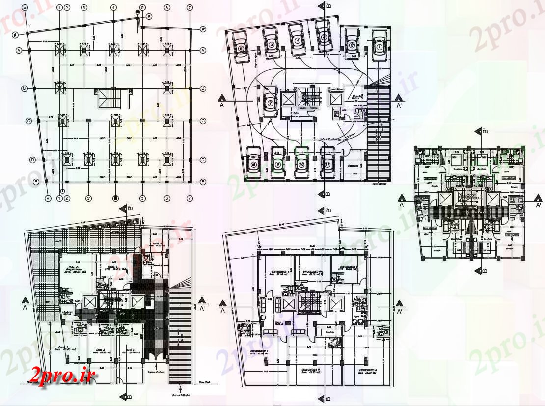 دانلود نقشه ساختمان مسکونی  ، ویلایی ، آپارتمان 17×17 متر (کد35837)