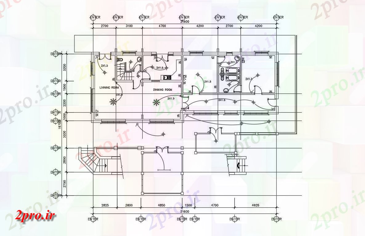 دانلود نقشه برق کشی ساختمان  مسکونی  ، ویلایی ، آپارتمان   (کد35844)