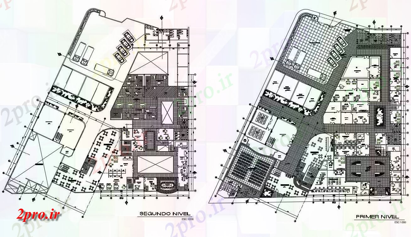 دانلود نقشه دفتر کار ، تجاری ، اداری ، کارگاه ، کارخانه ، شرکت 67×67 متر (کد35861)