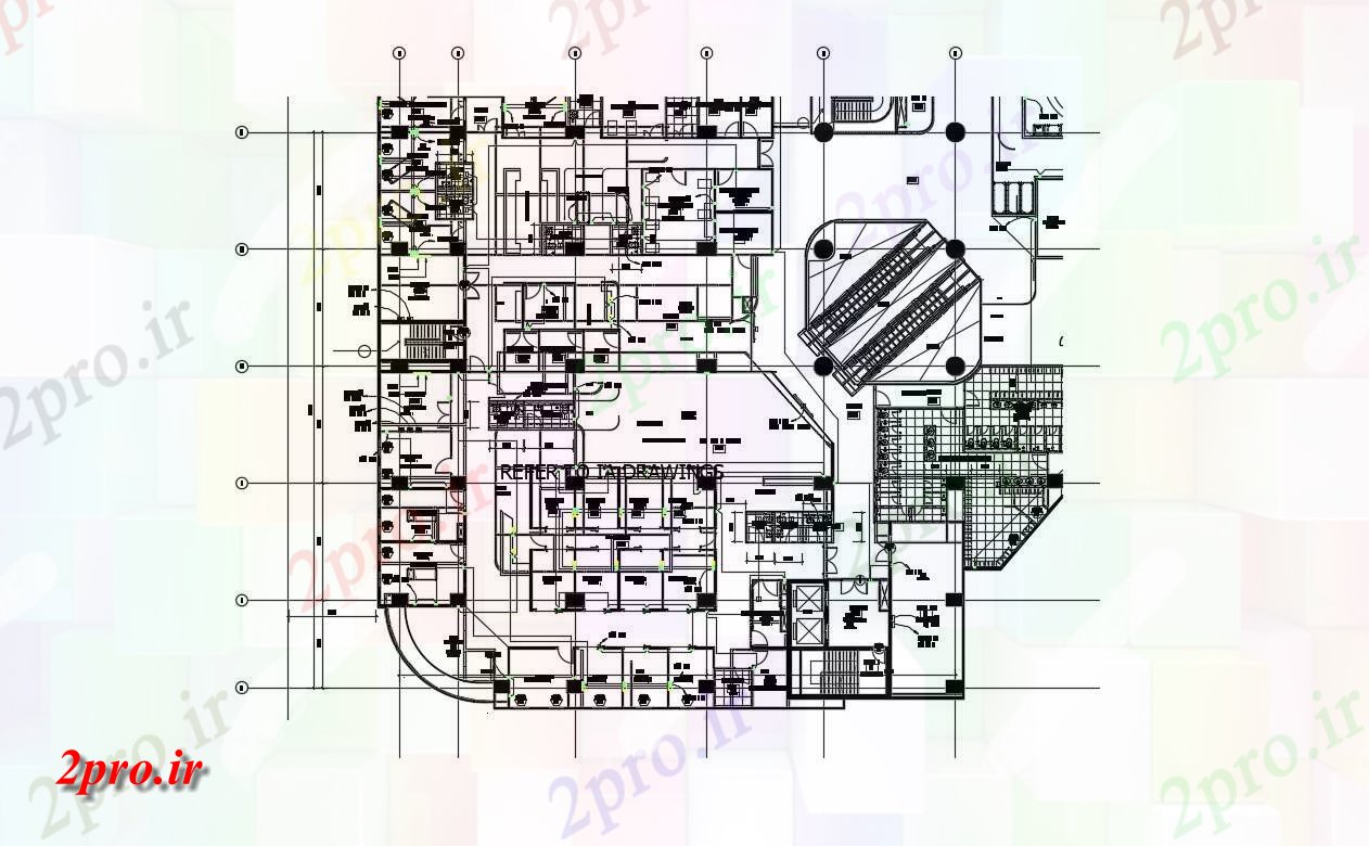 دانلود نقشه بیمارستان ، درمانگاه ، مرکز بهداشت ، کلینیک ، مطب 40×42 متر (کد35862)