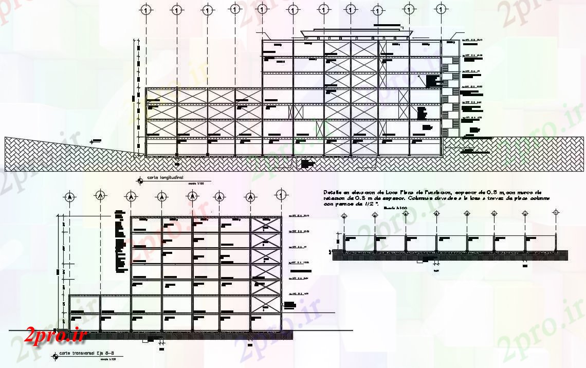 دانلود نقشه نما و برش ساختمان   (کد35870)