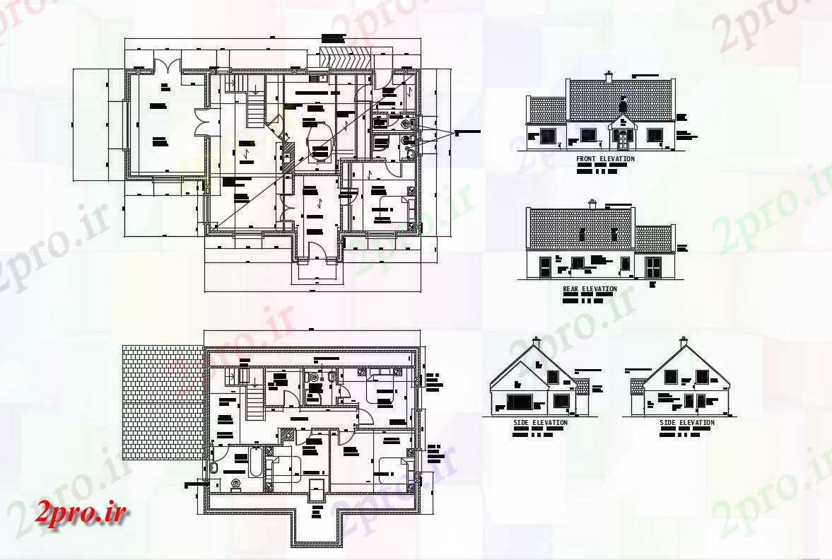 دانلود نقشه خانه مسکونی  ، ویلایی ، آپارتمان 22×31 متر (کد35874)
