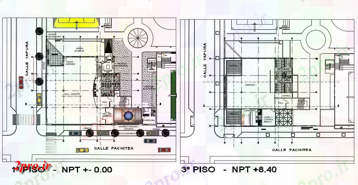 دانلود نقشه ساختمان تجاری ، اداری ، دفتر کار ، تجاری 51×61 متر (کد35884)