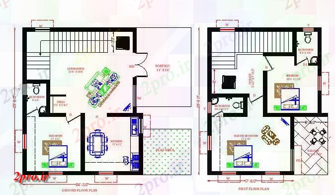 دانلود نقشه خانه مسکونی  ، ویلایی ، آپارتمان   (کد35907)