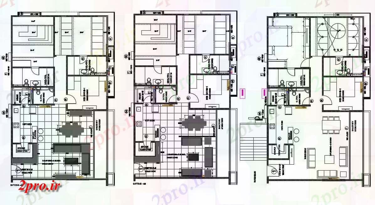 دانلود نقشه ساختمان مسکونی  ، ویلایی ، آپارتمان 34×59 متر (کد36107)