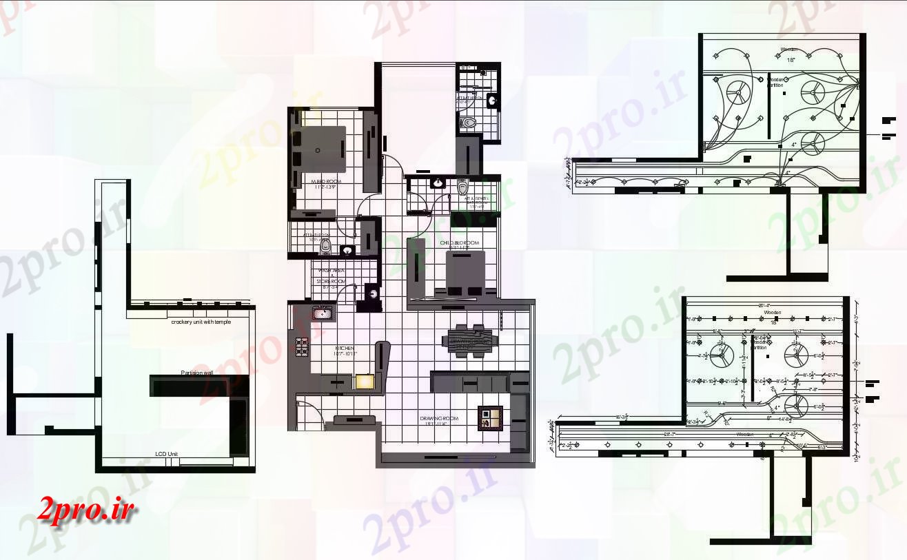 دانلود نقشه ساختمان مسکونی  ، ویلایی ، آپارتمان 38×62 متر (کد36112)