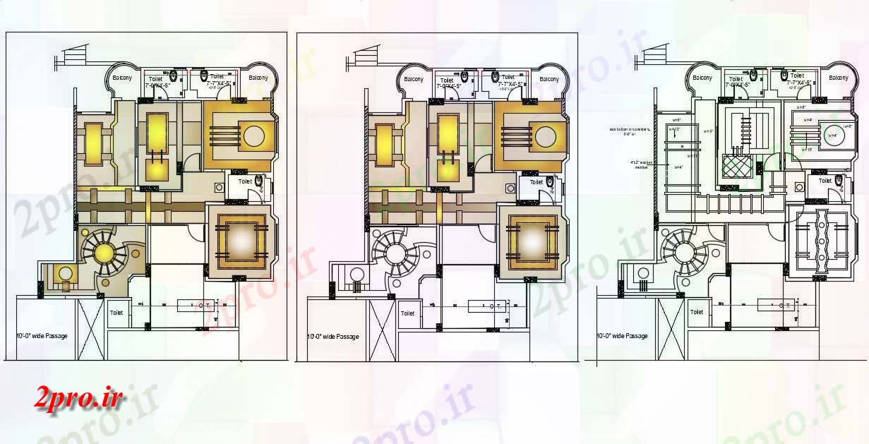 دانلود نقشه طراحی سقف ساختمان مسکونی  ، ویلایی ، آپارتمان 50×57 متر (کد36123)