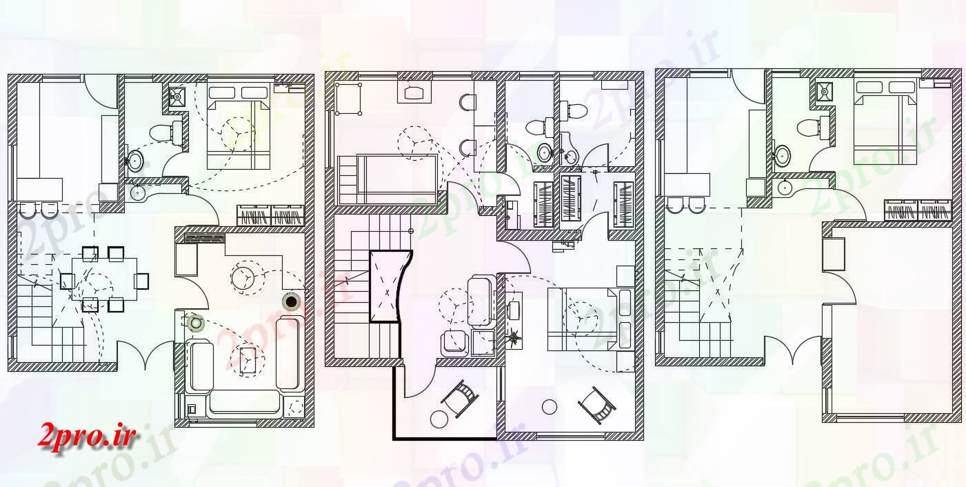 دانلود نقشه ساختمان مسکونی  ، ویلایی ، آپارتمان 33×38 متر (کد36129)