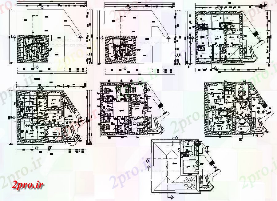 دانلود نقشه ساختمان مسکونی  ، ویلایی ، آپارتمان 14×19 متر (کد36160)