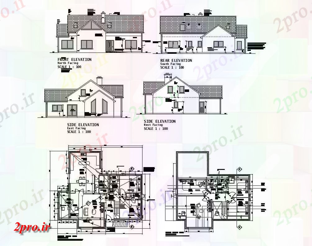 دانلود نقشه خانه مسکونی  ، ویلایی ، آپارتمان 13×15 متر (کد36211)