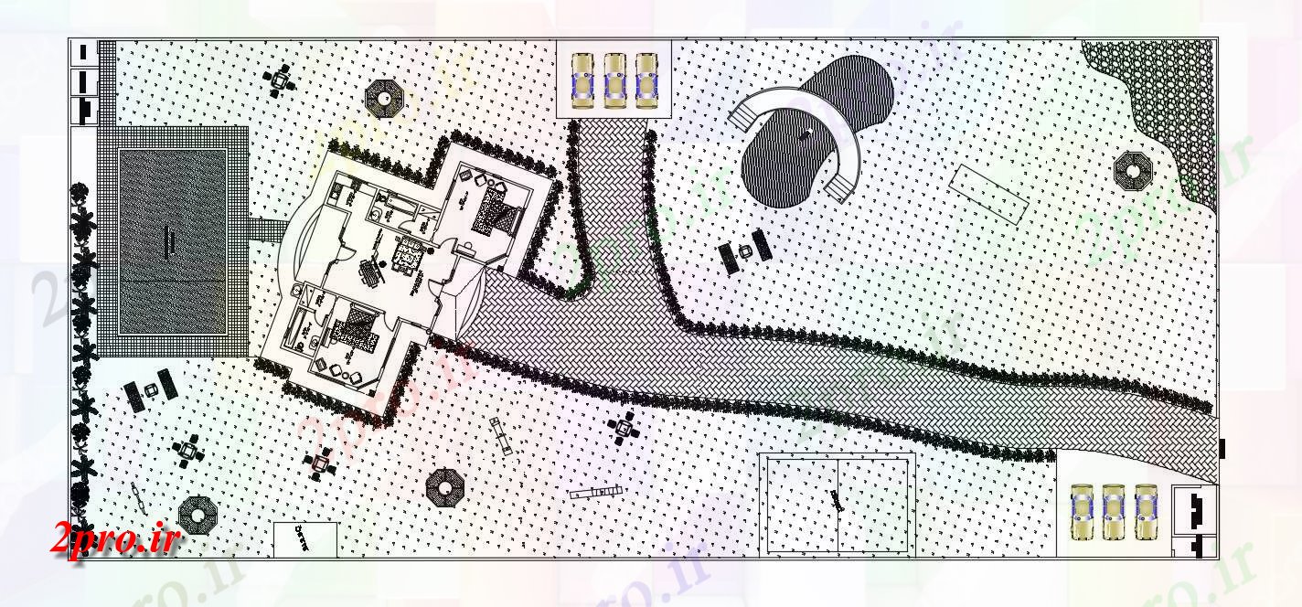 دانلود نقشه طراحی سایت ، باغ ، ویلا  (کد36281)